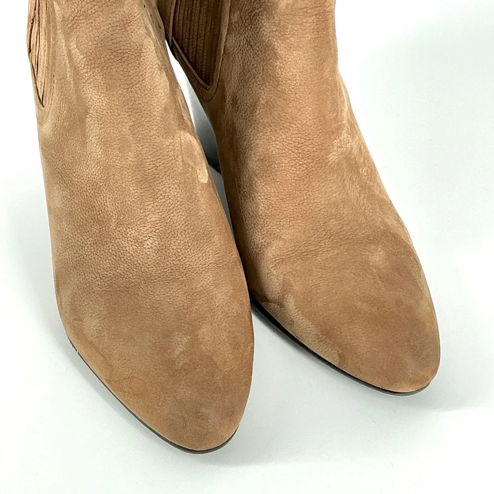 Sam Edelman Size 9.5 Tan Suede Wedge Ankle Boots Almond Toe Elastic Gore Gillian